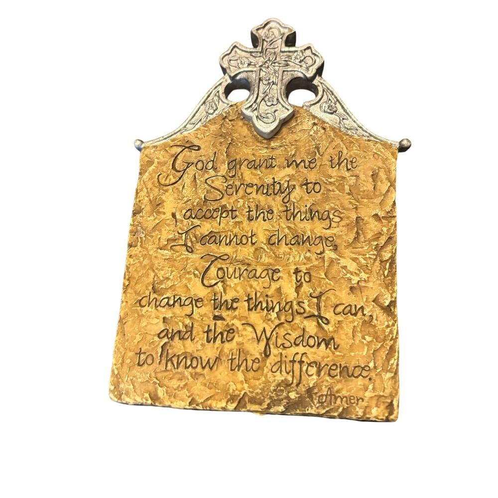 Carson Home Accents Serenity Prayer Wall Plaque Cross Rustic Christian Decor